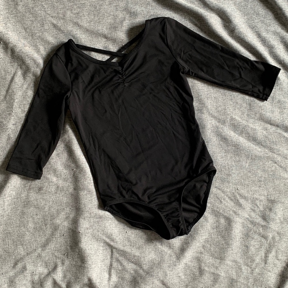 Danskin Now Black Quarter Sleeve Leotard - S 6/6X